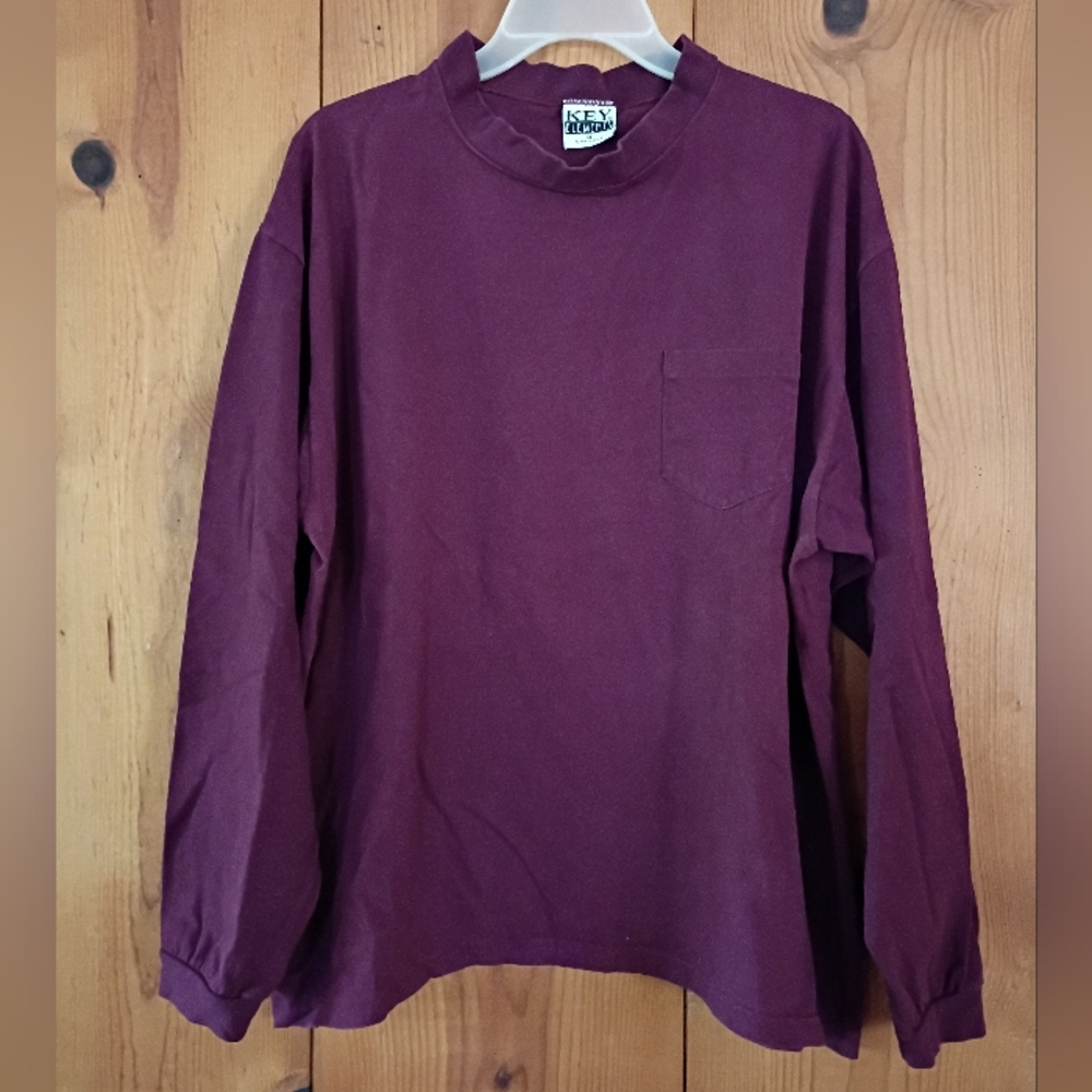 Vintage Key Elements Round Collar Knit Cotton Top Long Sleeve Oversized